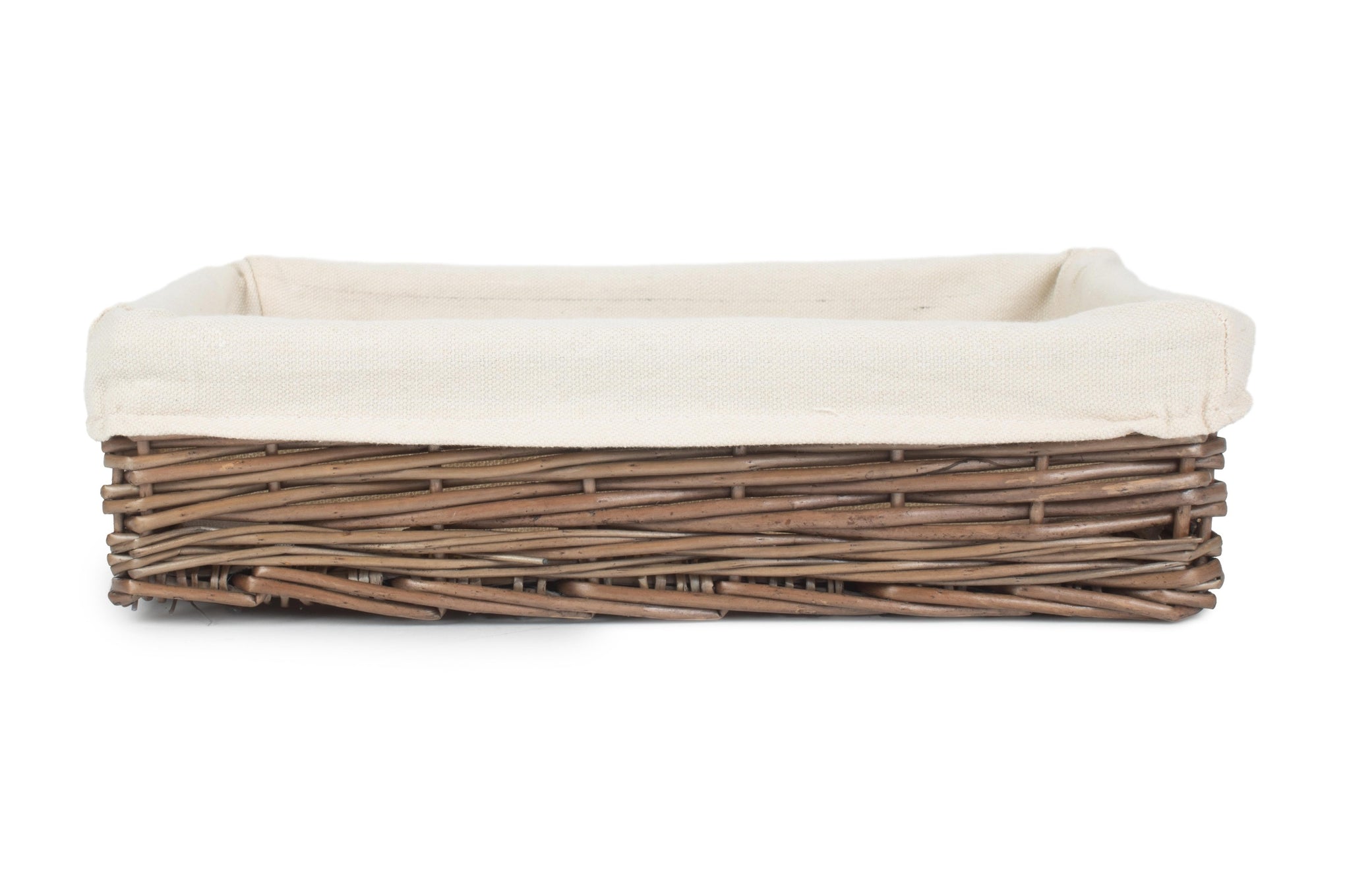 Medium Lined Antique Wash Straight Sided Tray Basket