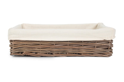 Medium Lined Antique Wash Straight Sided Tray Basket