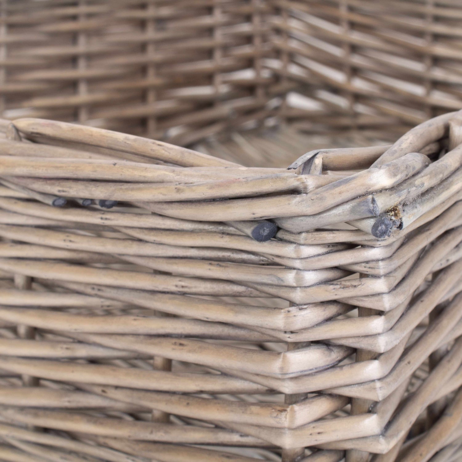 Large Antique Wash Straight-Sided Tray Basket