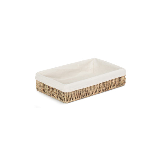 Small Lined Rectangular Seagrass Tray Basket