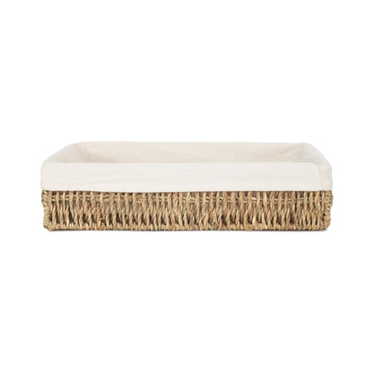 Small Lined Rectangular Seagrass Tray Basket