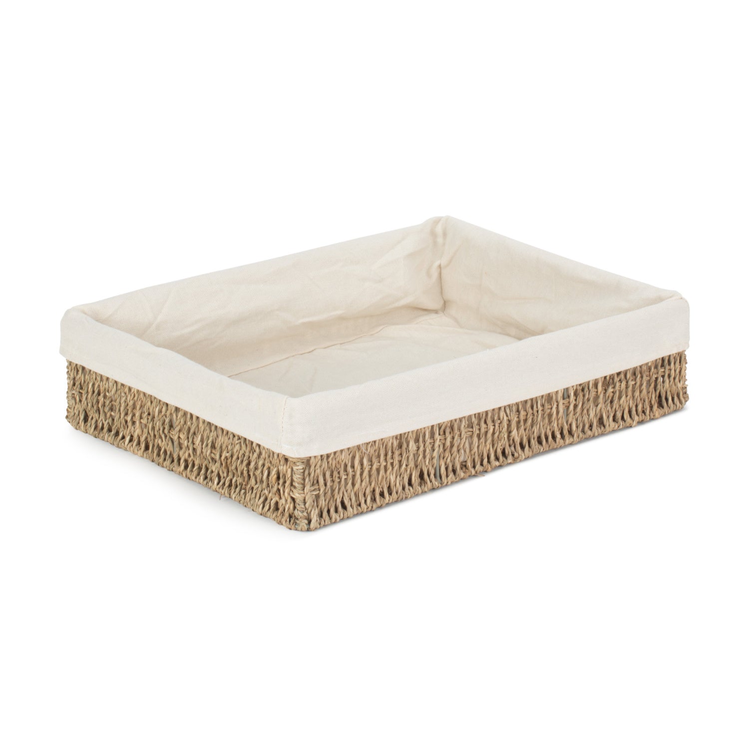 Extra Large Lined Rectangular Seagrass Tray Basket