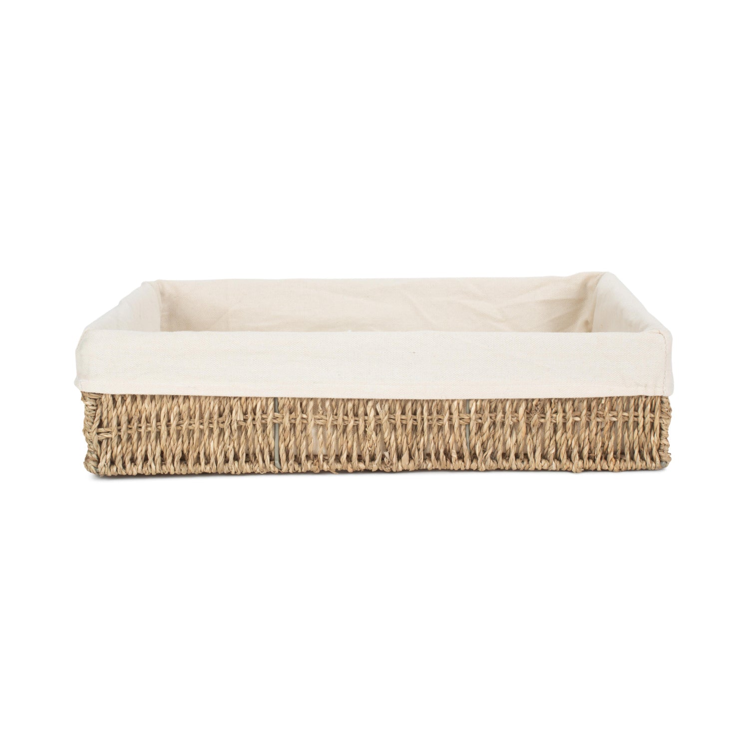 Extra Large Lined Rectangular Seagrass Tray Basket