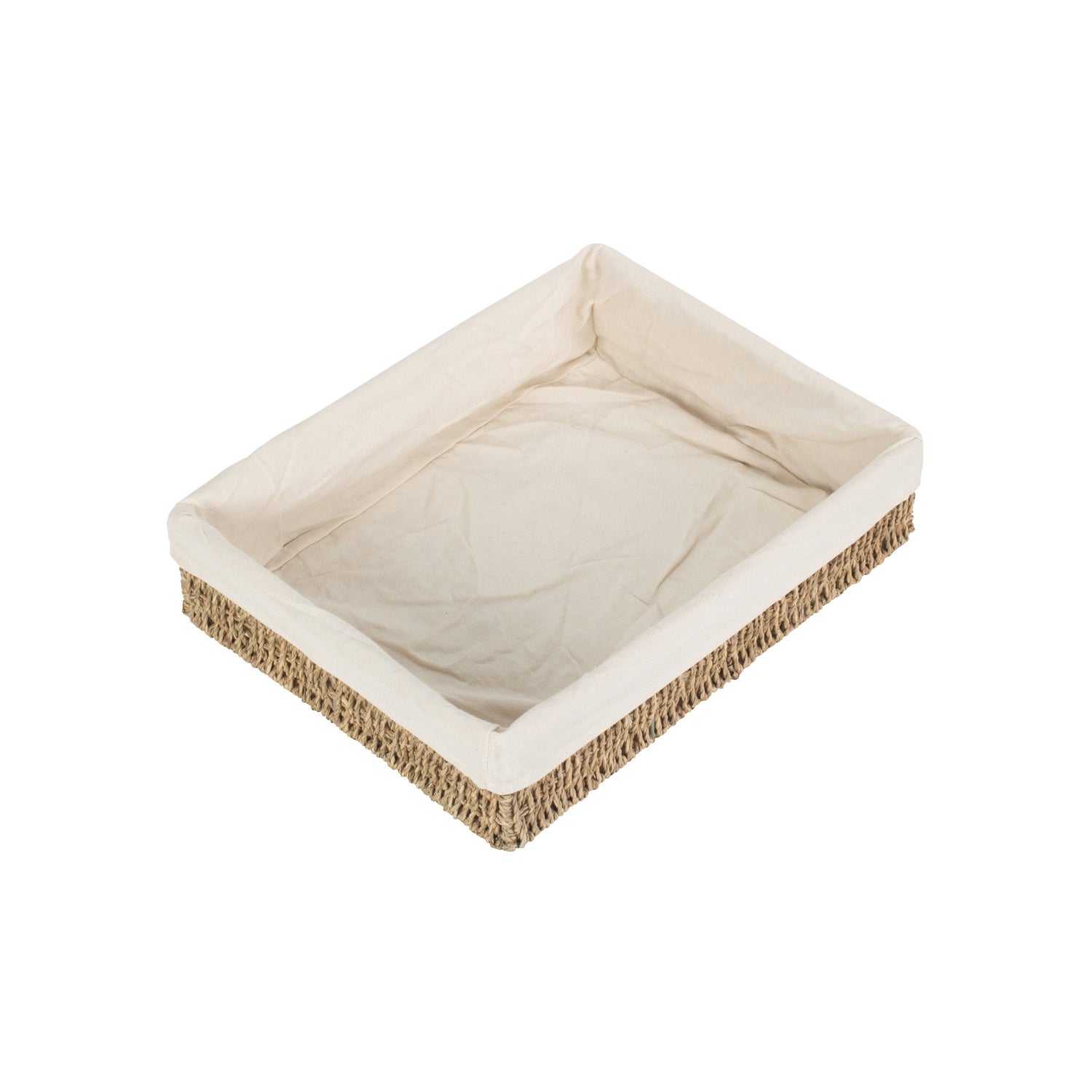 Extra Large Lined Rectangular Seagrass Tray Basket