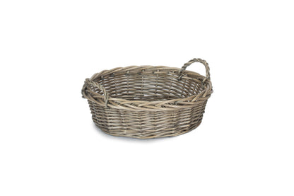 Large Round Antique Wash Willow Display Tray Basket
