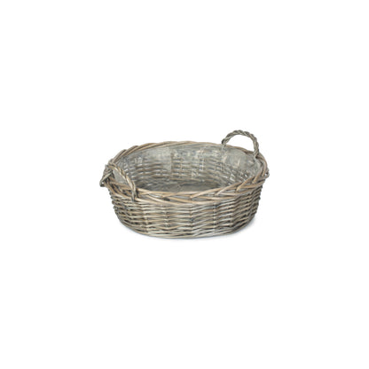 Large Round Antique Wash Display Tray Basket With Plastic Lining