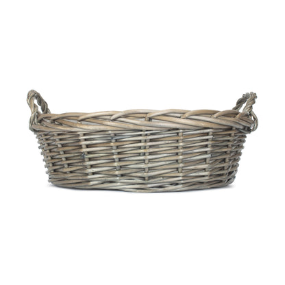 Large Round Antique Wash Display Tray Basket With Plastic Lining