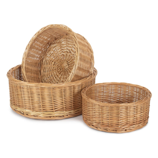 Set 3 Round Straight-sided Tray Baskets