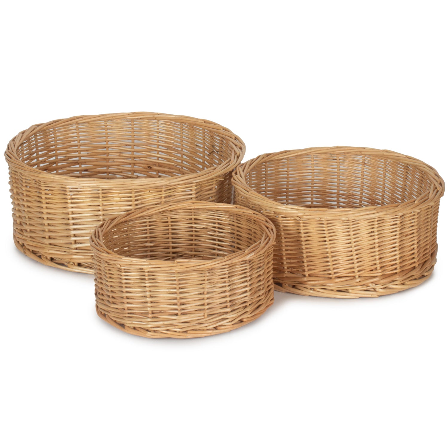 Set 3 Round Straight-sided Tray Baskets
