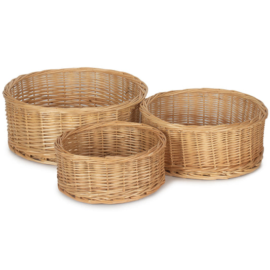 Set 3 Round Straight-sided Tray Baskets