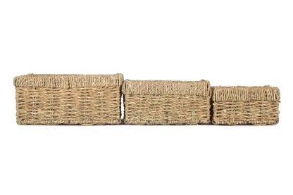 Rectangular Seagrass Small Tray Baskets Set 3