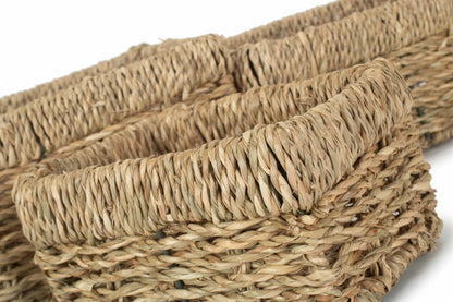 Rectangular Seagrass Small Tray Baskets Set 3