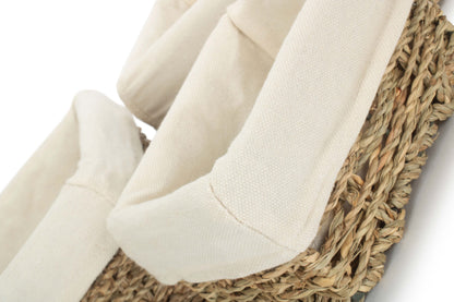 Rectangular Seagrass Small Tray Baskets with White Lining Set 3