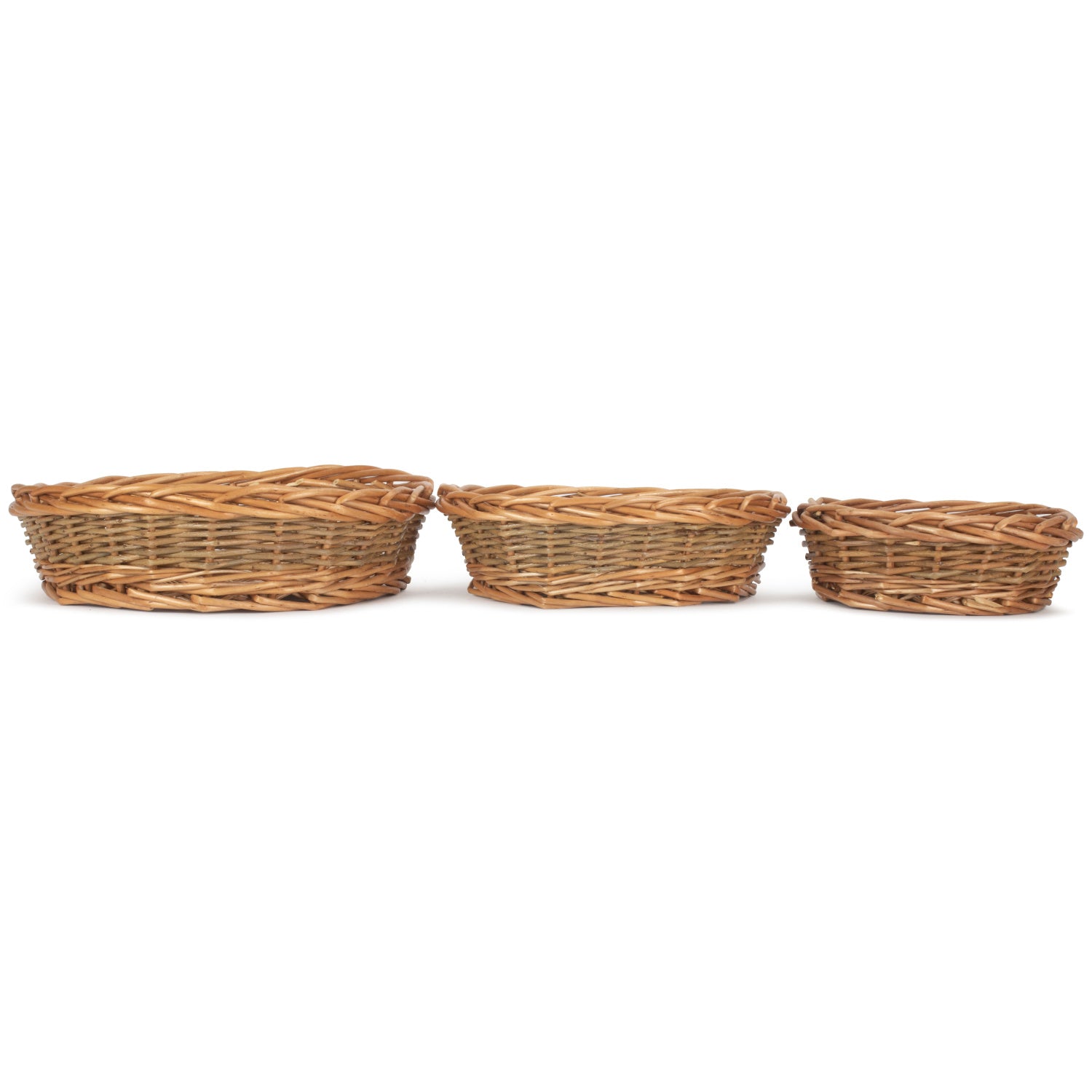 Unpeeled Willow Round Tray Baskets Set 3