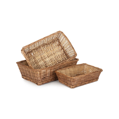 Tapered Split Willow Tray Baskets Set 3