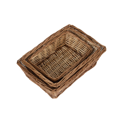 Tapered Split Willow Tray Baskets Set 3