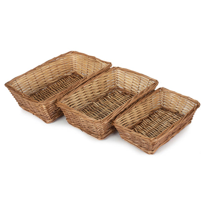 Tapered Split Willow Tray Baskets Set 3