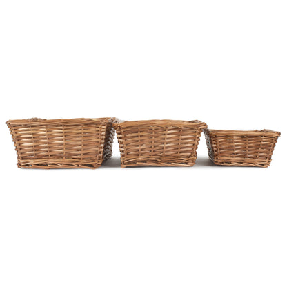 Tapered Split Willow Tray Baskets Set 3
