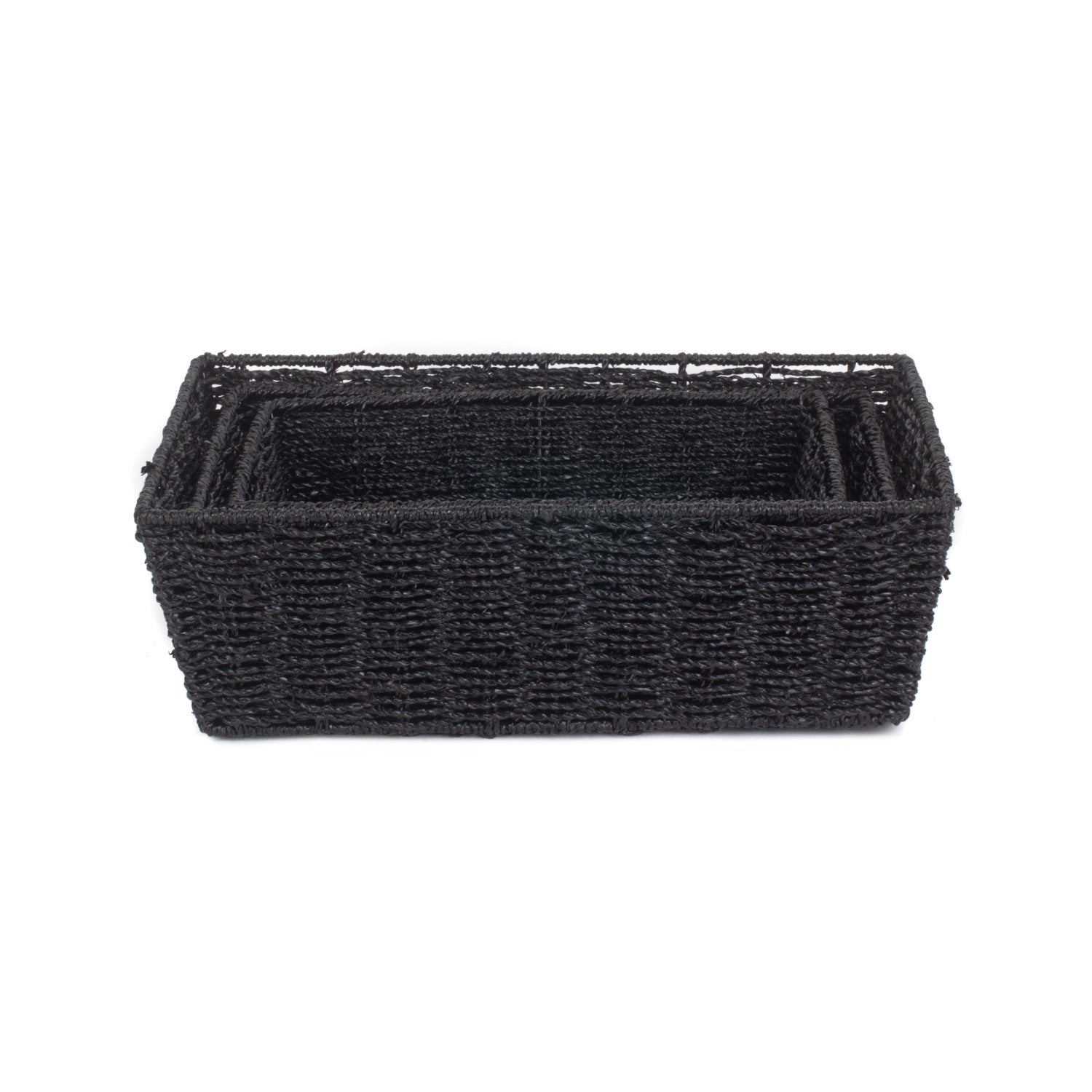 Black Paper Rope Tray Baskets Set 3