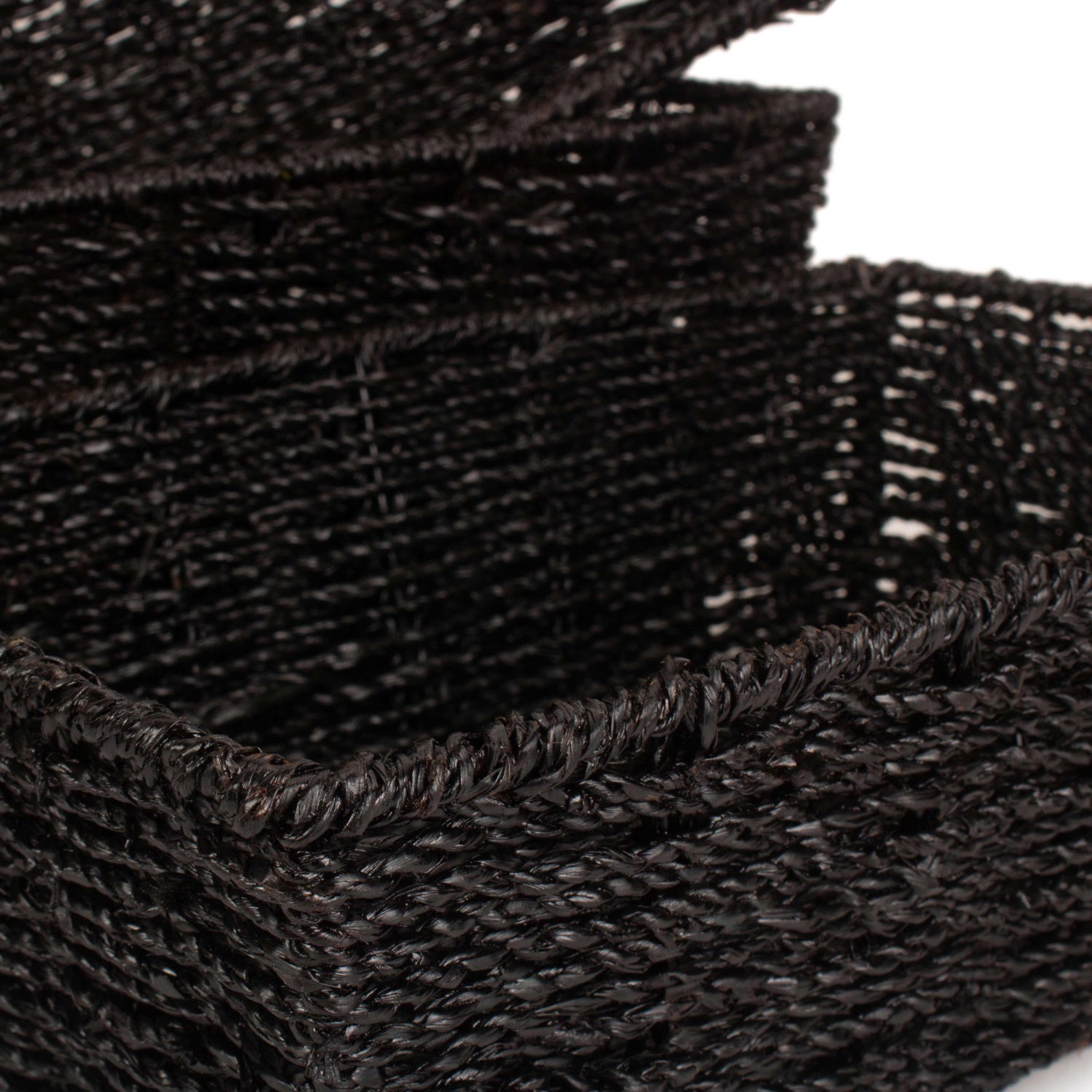 Black Paper Rope Tray Baskets Set 3