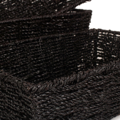 Black Paper Rope Tray Baskets Set 3