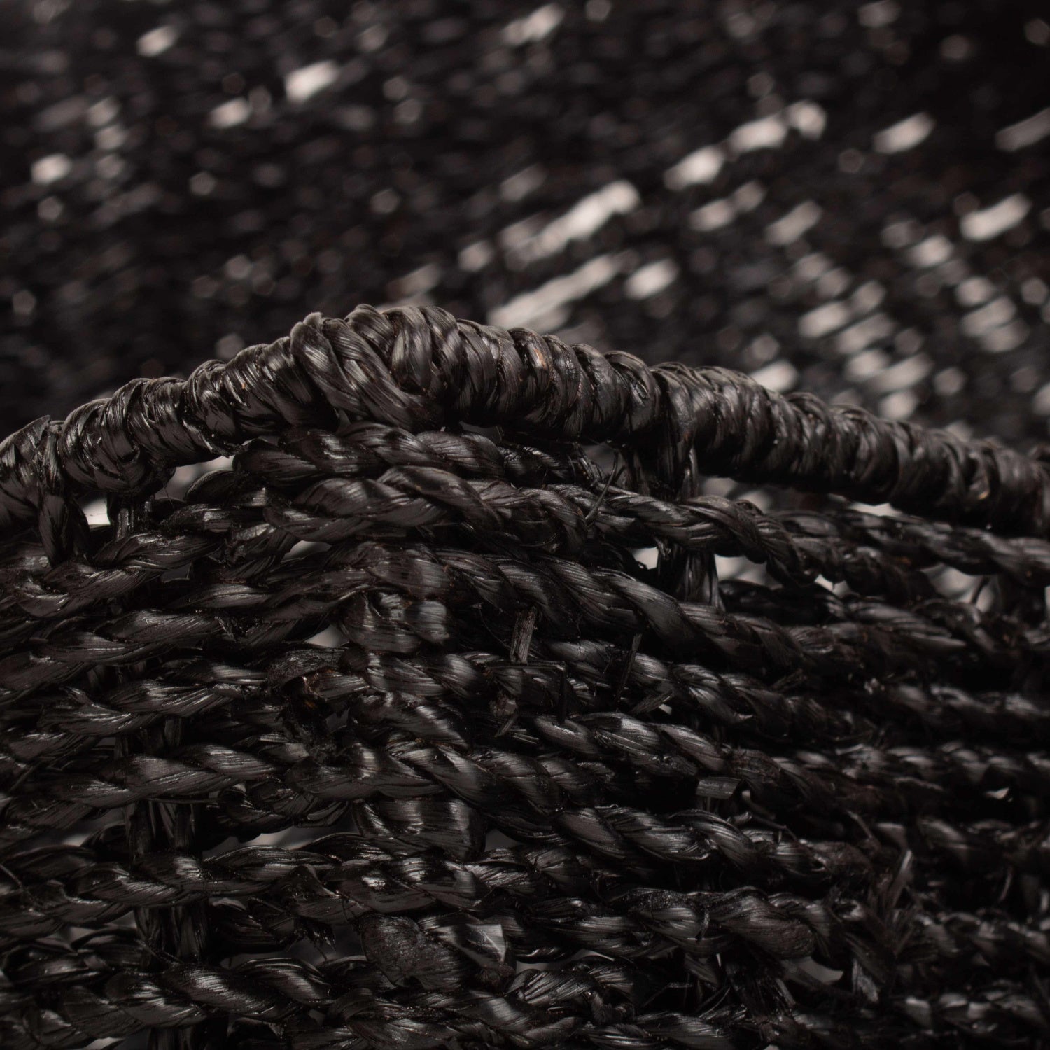 Black Paper Rope Tray Baskets Set 3