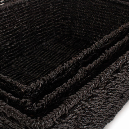 Black Paper Rope Tray Baskets Set 3