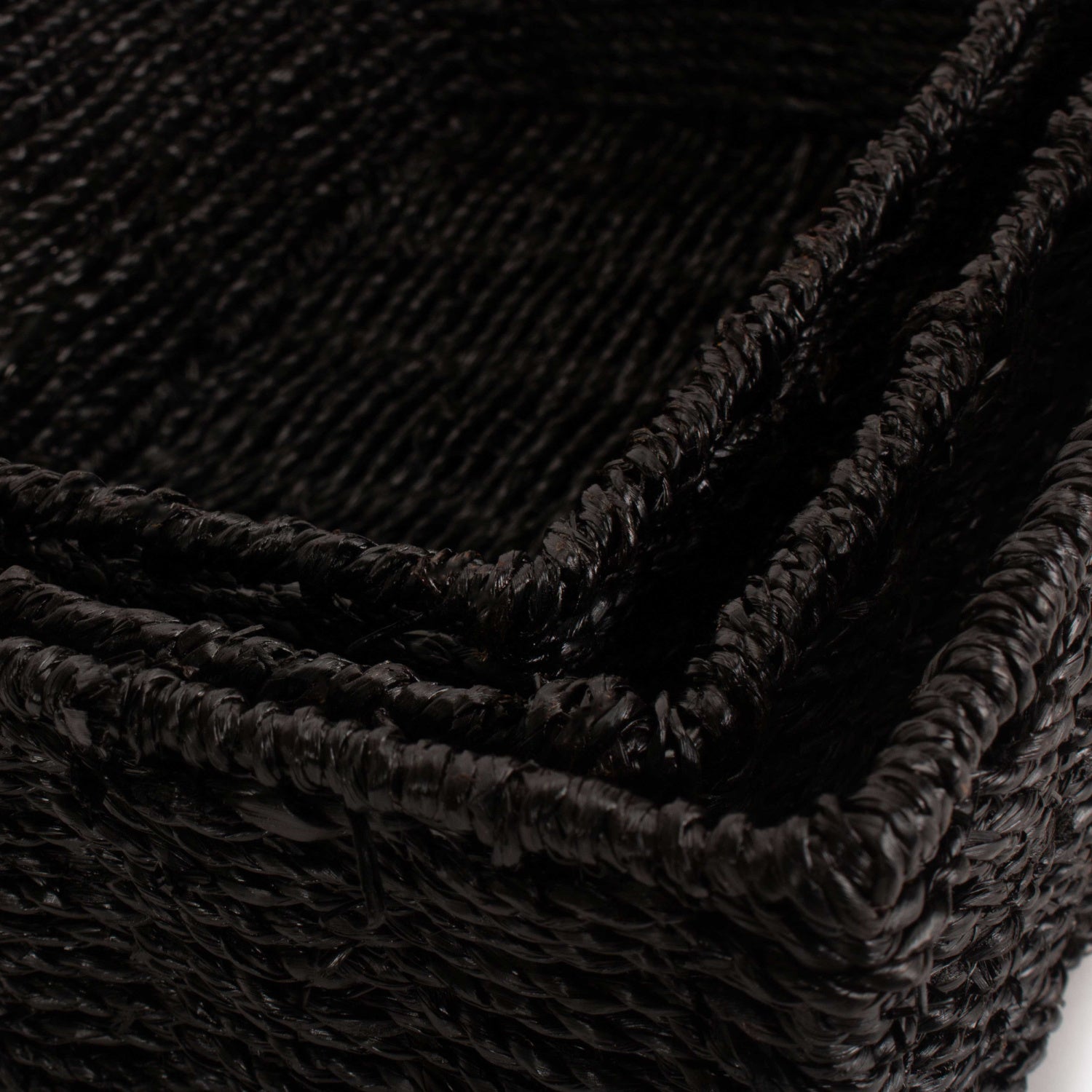 Black Paper Rope Tray Baskets Set 3