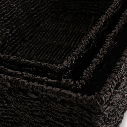 Black Paper Rope Tray Baskets Set 3