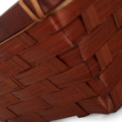 Small Dark Brown Woven Bamboo Packing Tray