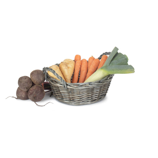 Small Round Antique Wash Display Tray Basket With Plastic Lining