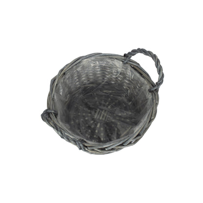 Small Round Antique Wash Display Tray Basket With Plastic Lining