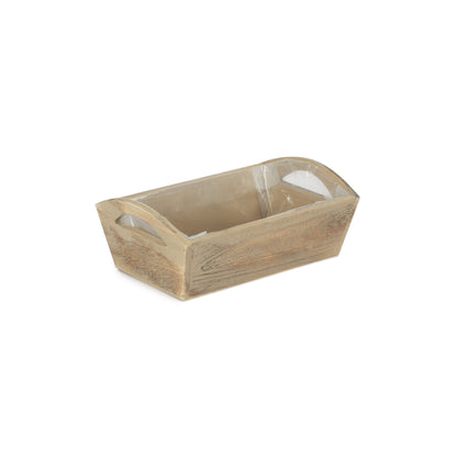 Oak Effect Small Wooden Storage Tray with Plastic Lining