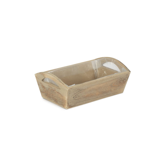 Oak Effect Small Wooden Storage Tray with Plastic Lining