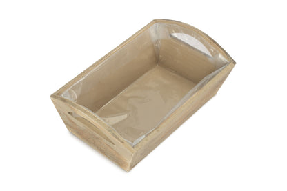 Oak Effect Small Wooden Storage Tray with Plastic Lining