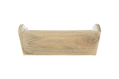 Oak Effect Small Wooden Storage Tray with Plastic Lining