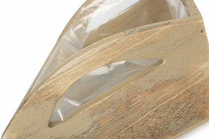 Oak Effect Small Wooden Storage Tray with Plastic Lining
