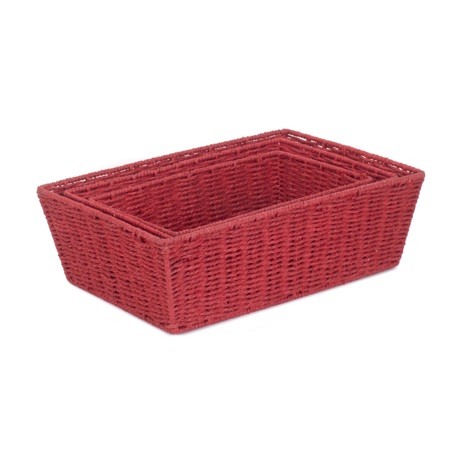 Red Paper Rope Tray Baskets Set 3
