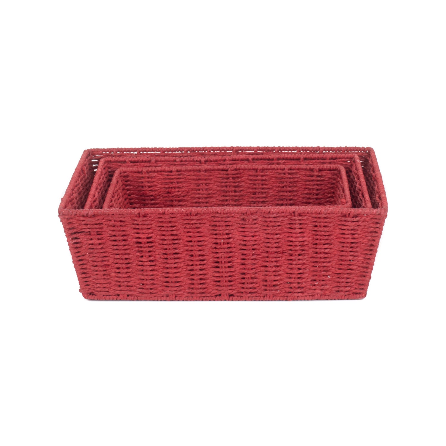 Red Paper Rope Tray Baskets Set 3