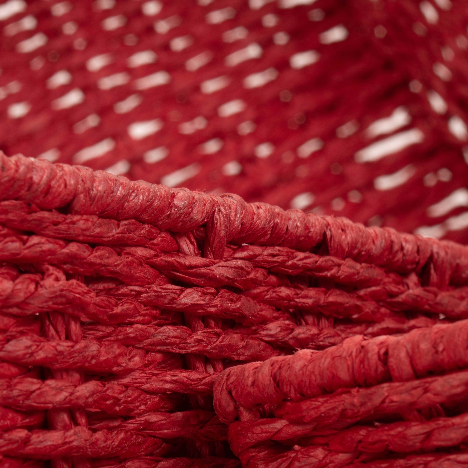 Red Paper Rope Tray Baskets Set 3