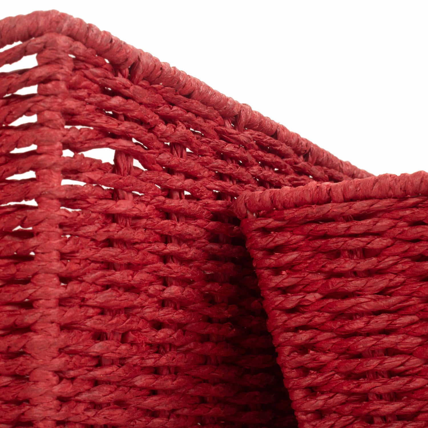 Red Paper Rope Tray Baskets Set 3