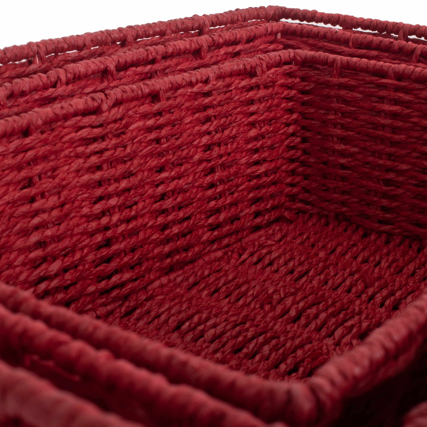 Red Paper Rope Tray Baskets Set 3