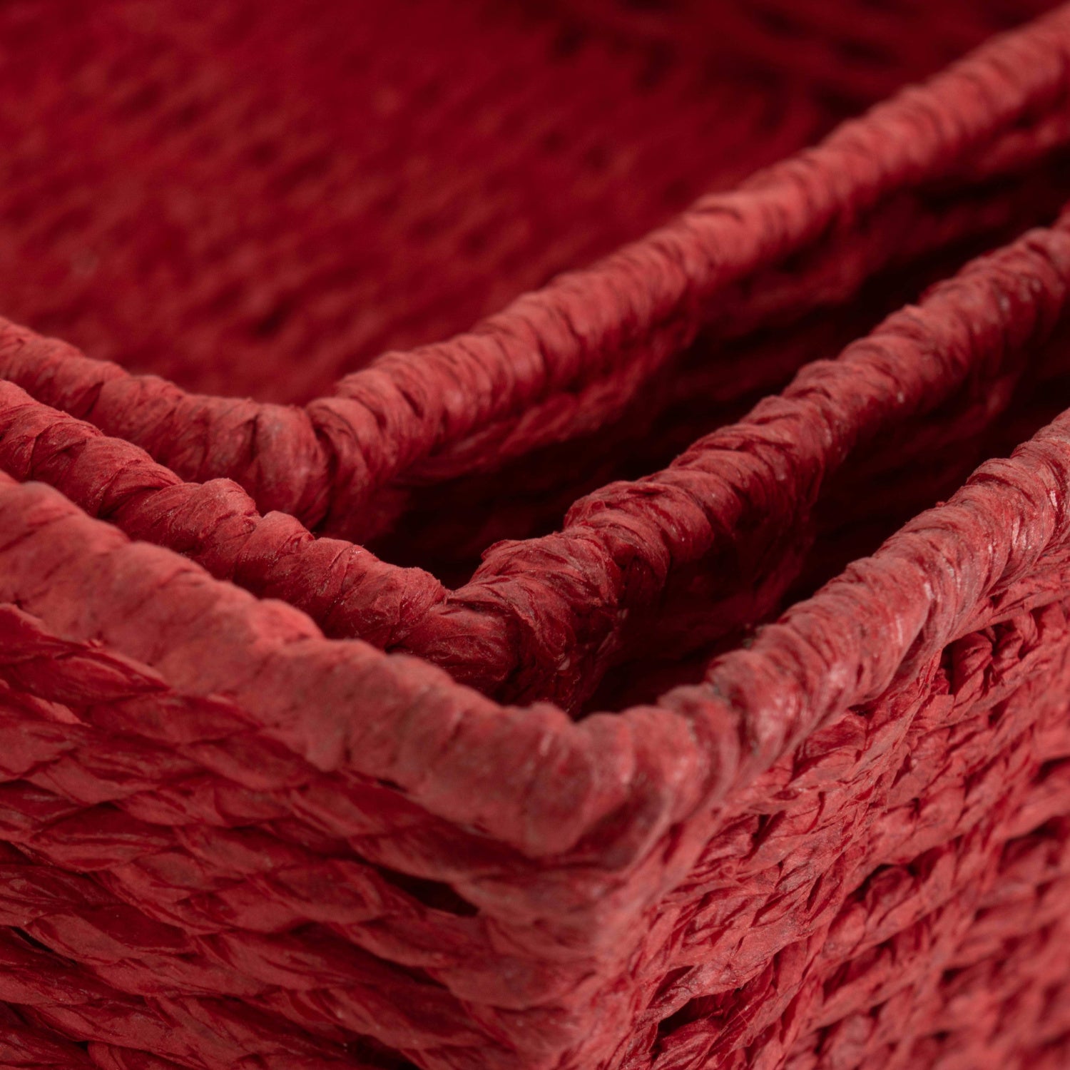 Red Paper Rope Tray Baskets Set 3