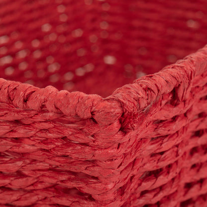 Large Red Paper Rope Tray Basket