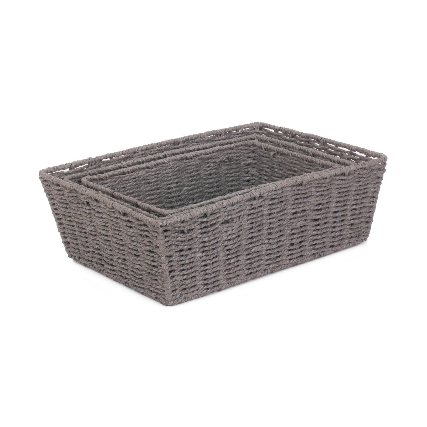 Grey Paper Rope Tray Baskets Set 3