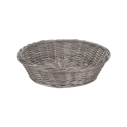 Antique Wash Willow Round Packing Tray Basket