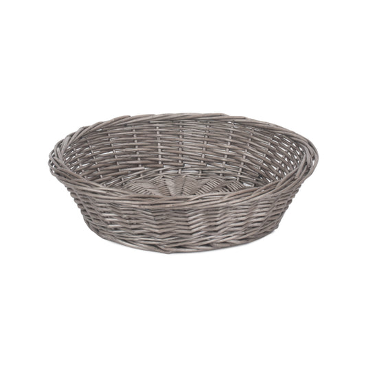 Antique Wash Willow Round Packing Tray Basket