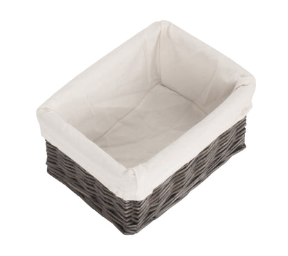Small Antique Wash Willow Tray Basket with White Lining
