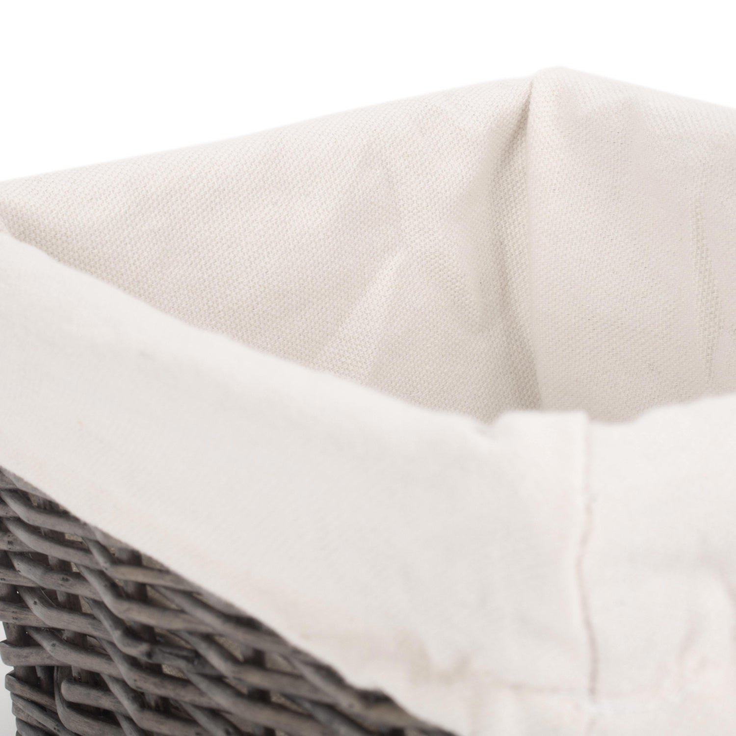 Small Antique Wash Willow Tray Basket with White Lining
