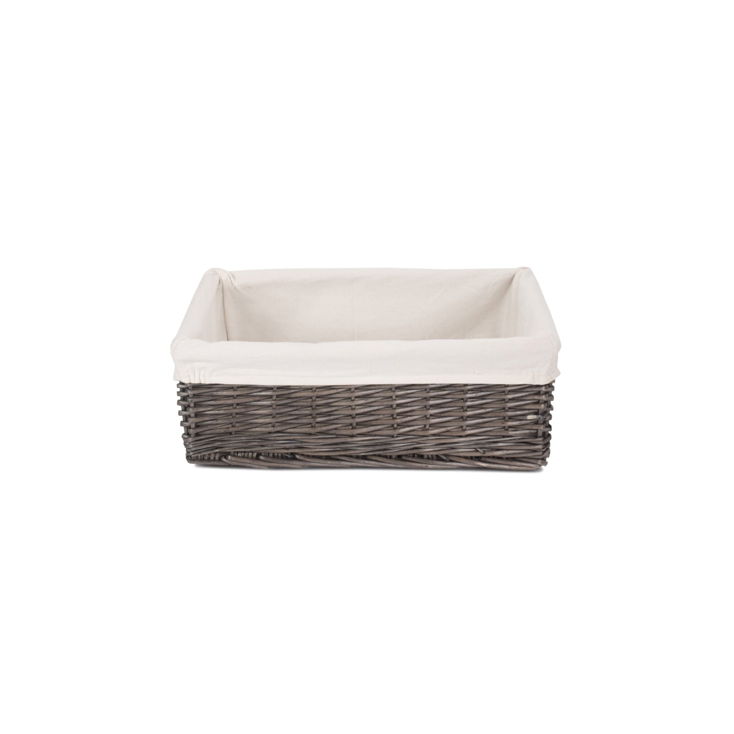 Extra Large Antique Wash Willow Tray Basket with White Lining